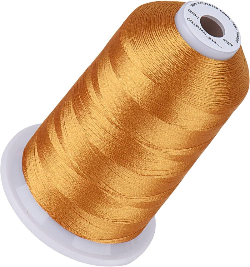 simthread 5500Yds Embroidery Thread, 5000M High-Yardage 40WT 100% Polyester Thread – 170+ Vivid Colors, High-Speed Rated – Compatible with Brother, Singer, Janome & More - Deep Gold 214 - Image 1